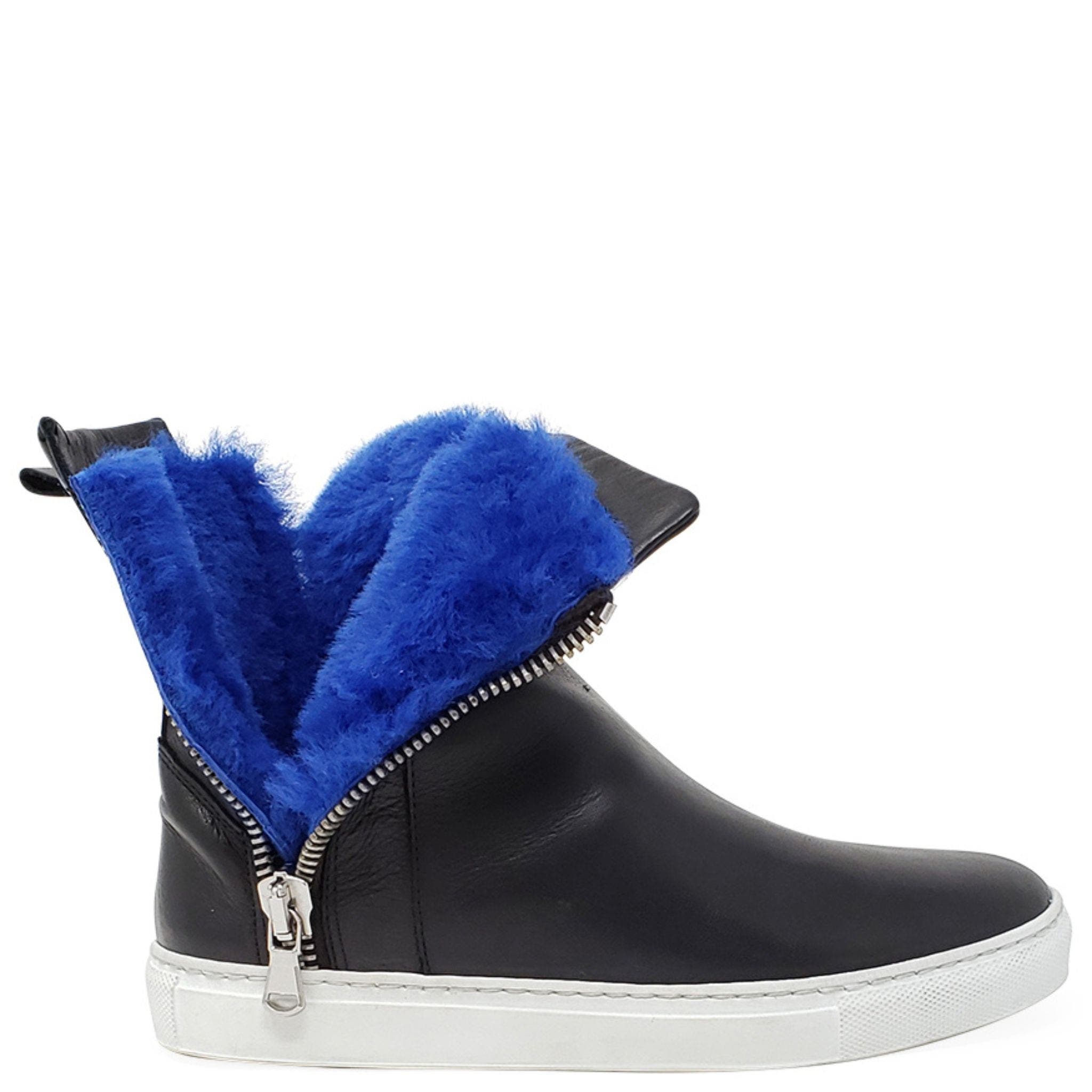 Madison Maison Double Zip Shearling Boot, Alternate, color, Black/Blue