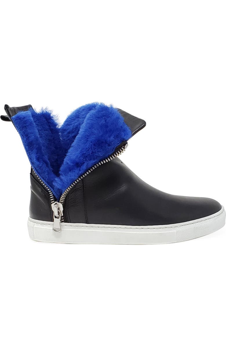Madison Maison Double Zip Shearling Boot, Alternate, color, Black/Blue