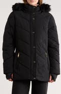 Michael Kors Faux Fur Trim Hooded Quilted Jacket