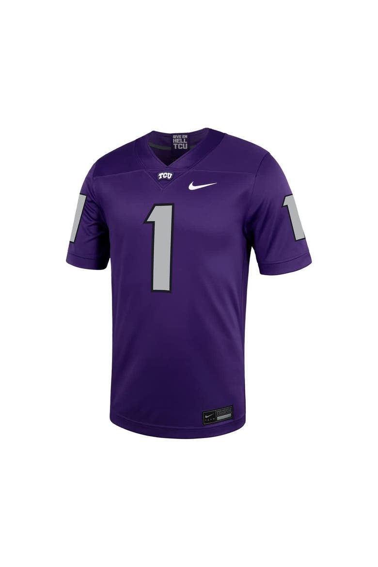 Men's Nike #1 Purple TCU Horned Frogs Untouchable Football Jersey, Alternate, color, Purple
