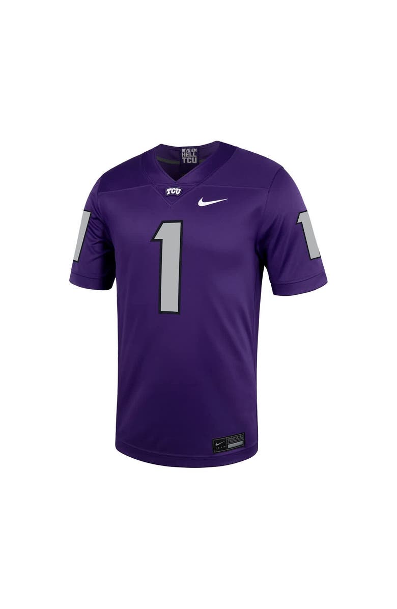 Nike Men's Nike #1 Purple TCU Horned Frogs Untouchable Football Jersey, Alternate, color, Purple