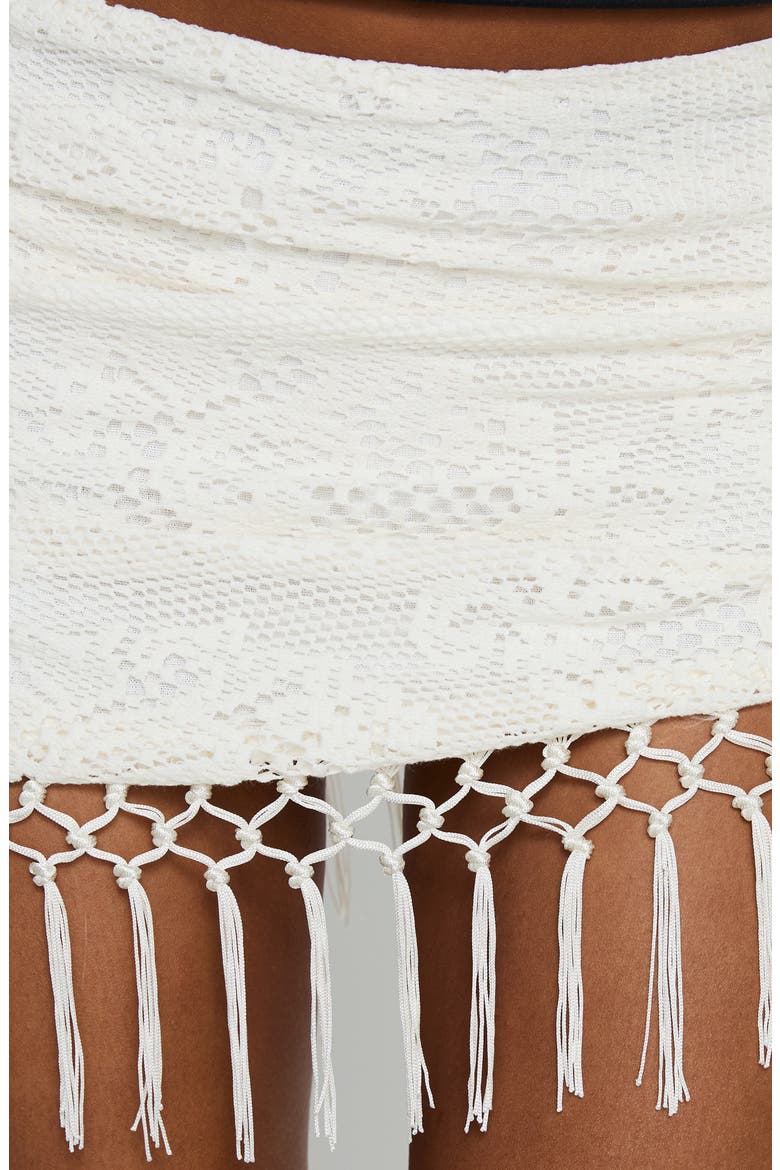 Winita Macrame Tassel Miniskirt, Alternate, color, CREAM