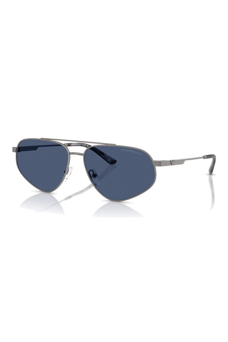 59mm Square Sunglasses, Alternate, color, MATTE GUNMETAL / DARK BLUE