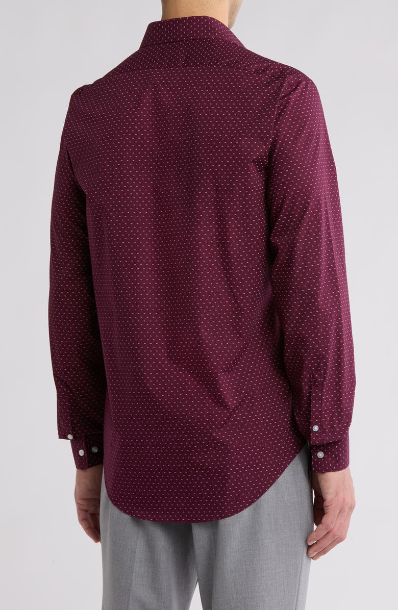 Calvin Klein Geometric Dot Slim Fit Cotton Dress Shirt, Alternate, color, Burgundy