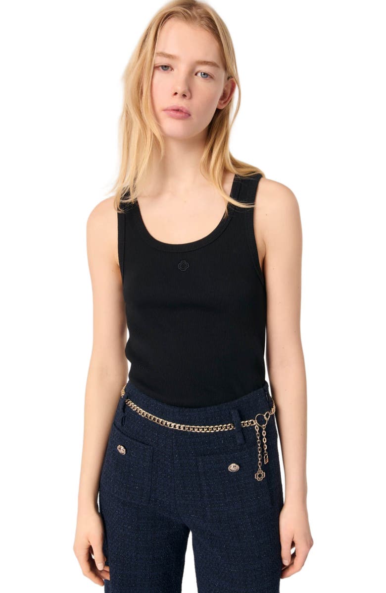 maje Rib knit tank top, Alternate, color,