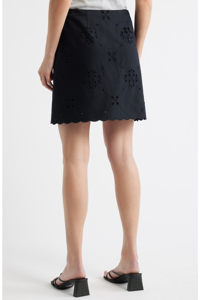 Eyelet Lace Miniskirt, Alternate, color, BLACK