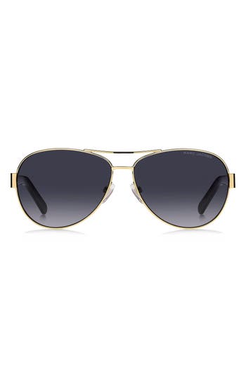 Marc Jacobs Eyewear Aviator Frame Sunglasses In Gold Black/grey Shaded