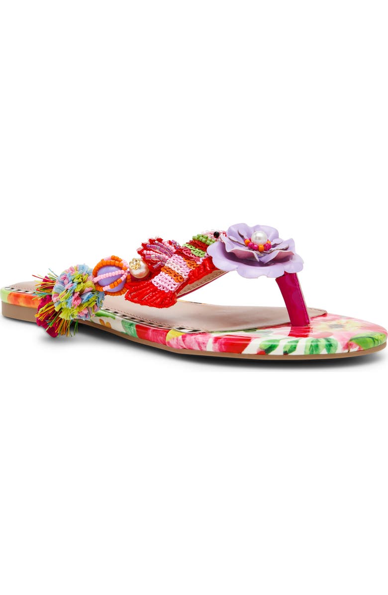 Betsey Johnson Doloris Bead & Sequin Flip Flop, Main, color, Bright Multi