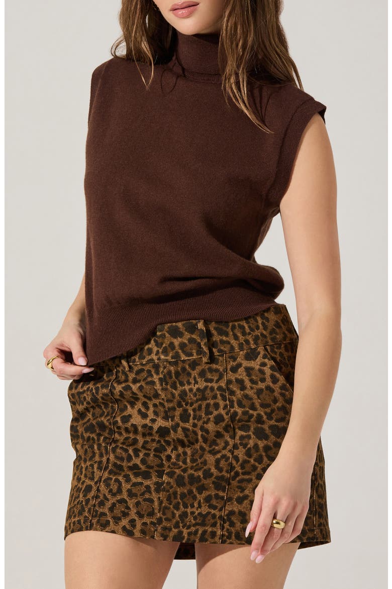 Avah Turtleneck Wool Blend Sweater Vest, Alternate, color, BROWN