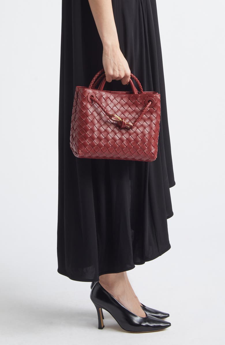 Bottega Veneta Small Andiamo Intrecciato Lambskin Leather Top Handle Bag, Alternate, color, 6551 Lava Red-M B