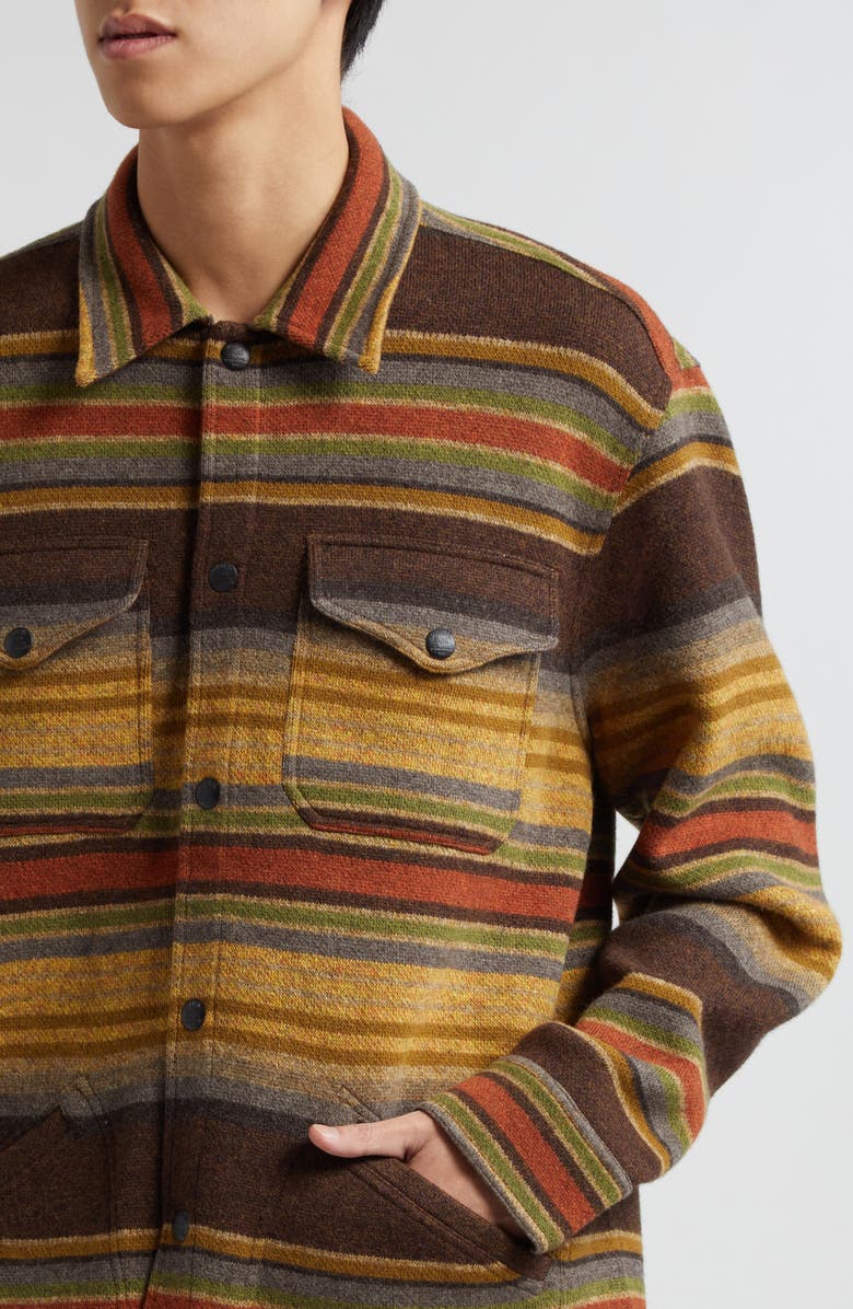 Double RL Stripe Wool Overshirt, Alternate, color,