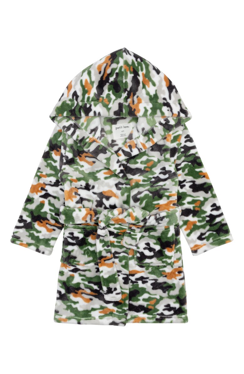 Petit Lem Kids' Camouflage Fitted Hooded Robe, Main, color,