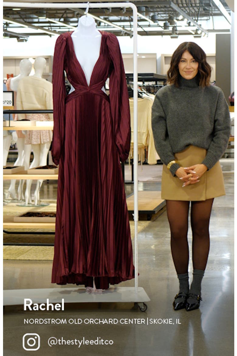 Long Sleeve Pleated Cut-Out Gown video