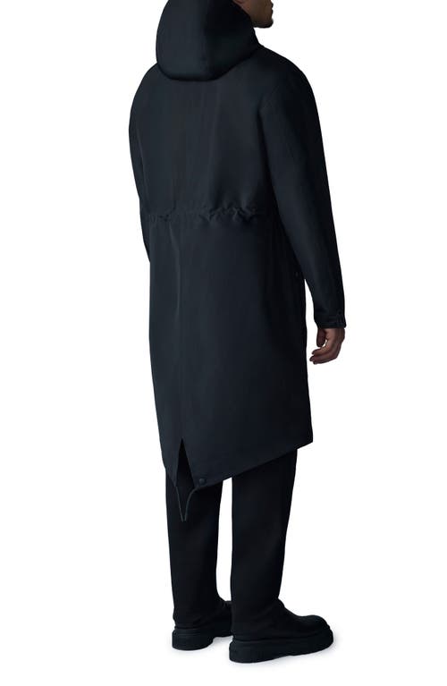 Mackage Broden-z Long Hooded Raincoat In Black-trench