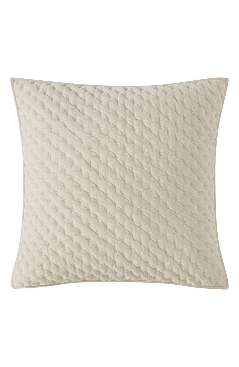 DKNY Pure Velvet Quilt Euro Pillow Sham, Main, color, Cream