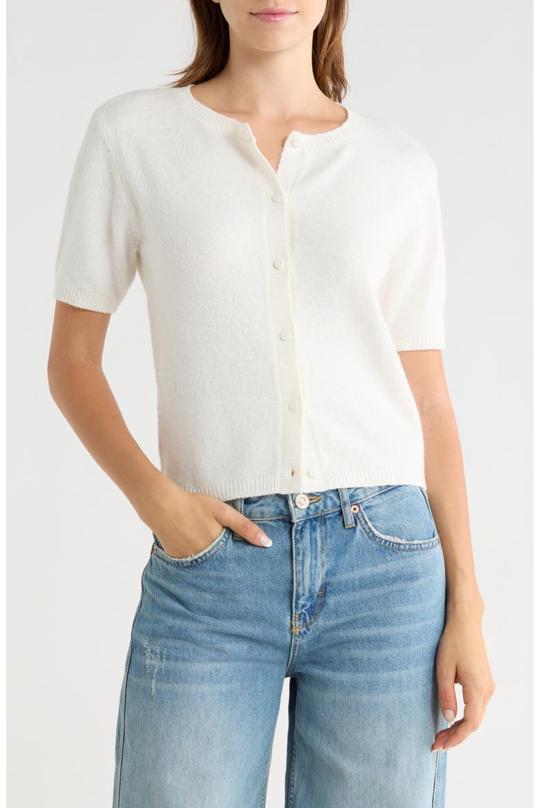 Short Sleeve Cardigan, Main, color, IVORY