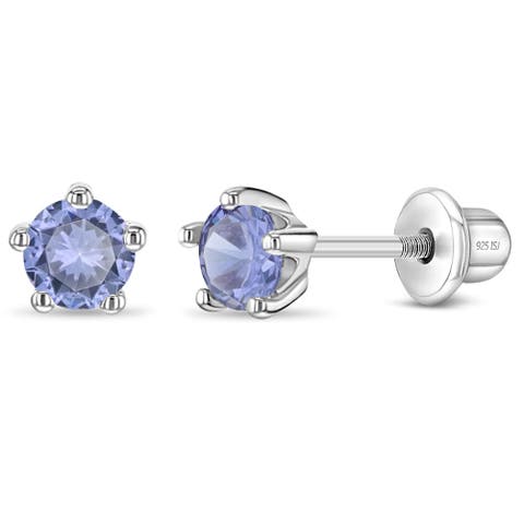 Classic Cubic Zirconia Birthstone Solitaire Earrings