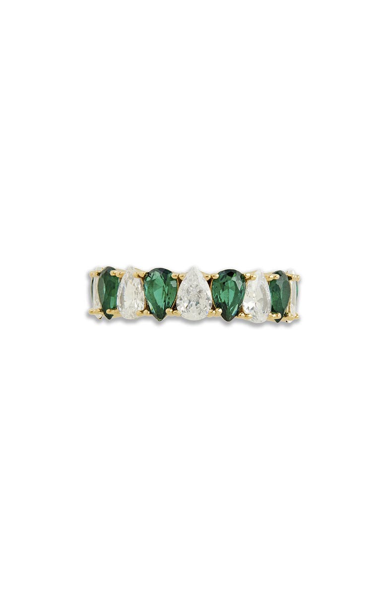 Sterling Forever Pear Cubic Zirconia Eternity Ring, Alternate, color,