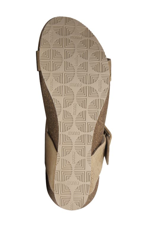 Munro Ronda T-strap Wedge Slide Sandal In Tan Croc N