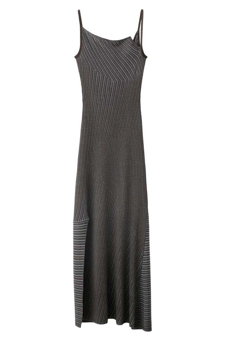Asymmetrical Striped Knit Dress, Main, color, COFFEE