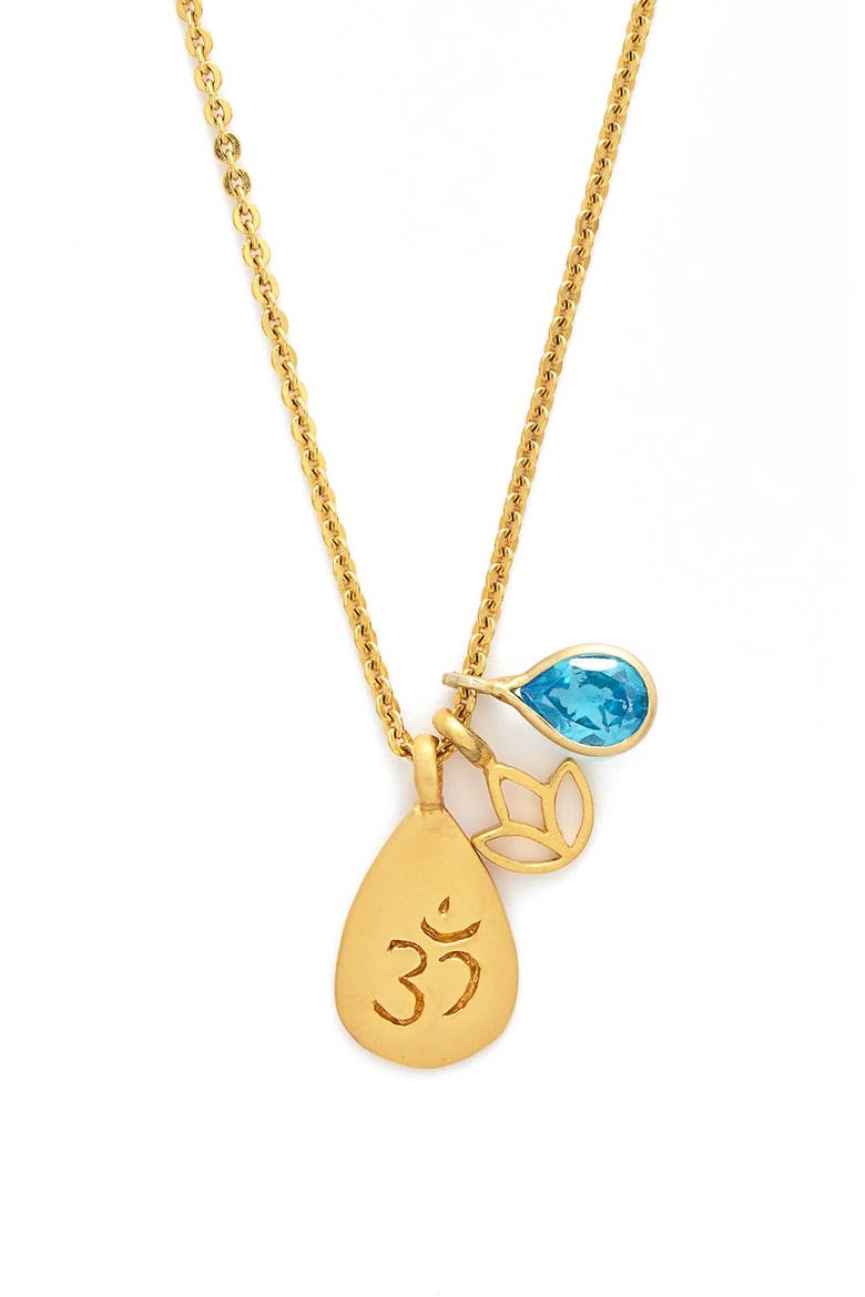 'Blue Lotus Chopra' Cluster Pendant Necklace, Main, color, GOLD