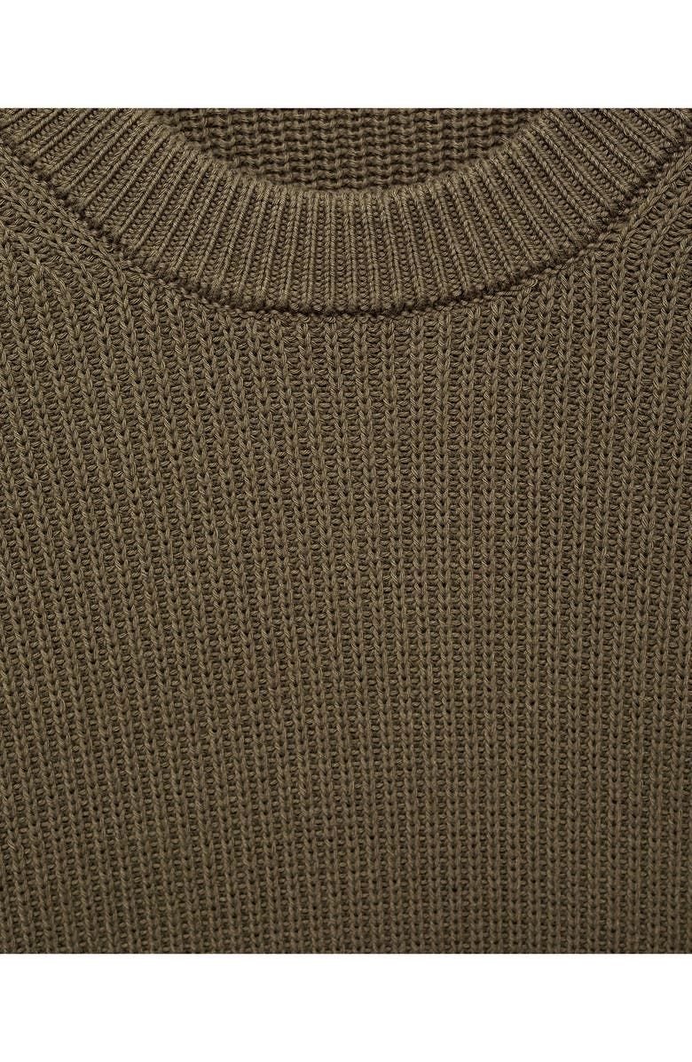 MANGO Fine Rib Knit Cotton Crewneck Sweater, Alternate, color, Olive Green
