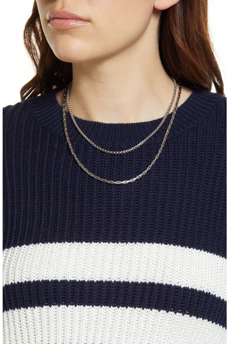 Stripe Ribbed Cotton Sweater, Alternate, color, NAVY BLAZER- IVORY
