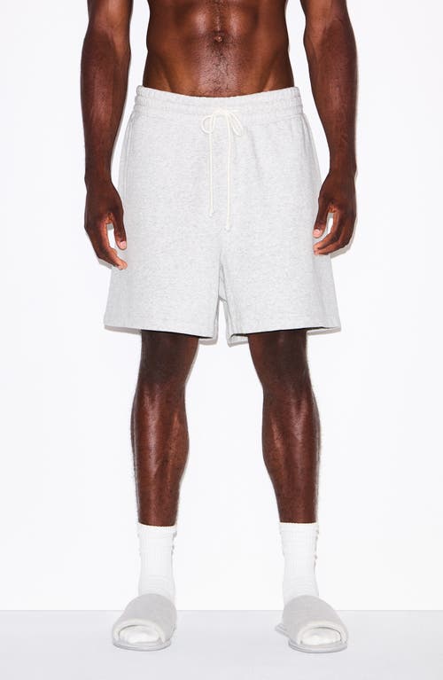 Skims Relaxed Fleece Lounge Shorts In White
