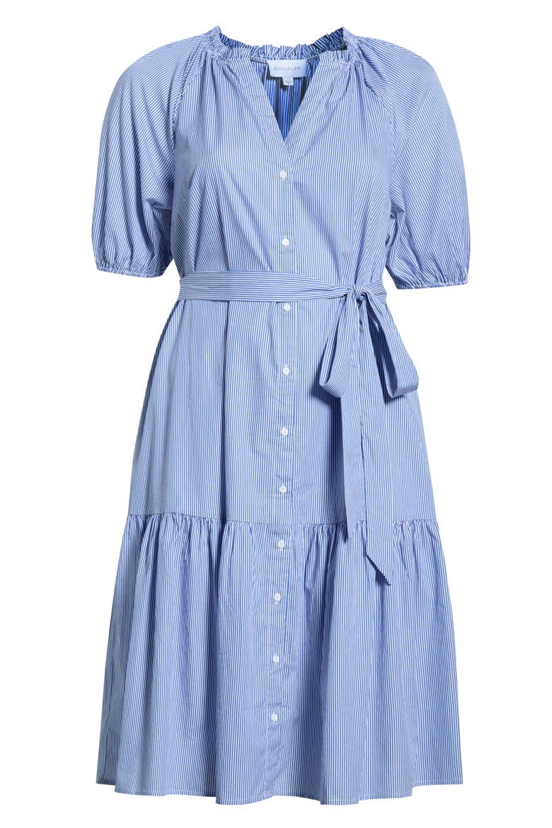Fannie Striped Wynette Tiered Cotton Midi Dress, Alternate, color, BLUE-WHITE