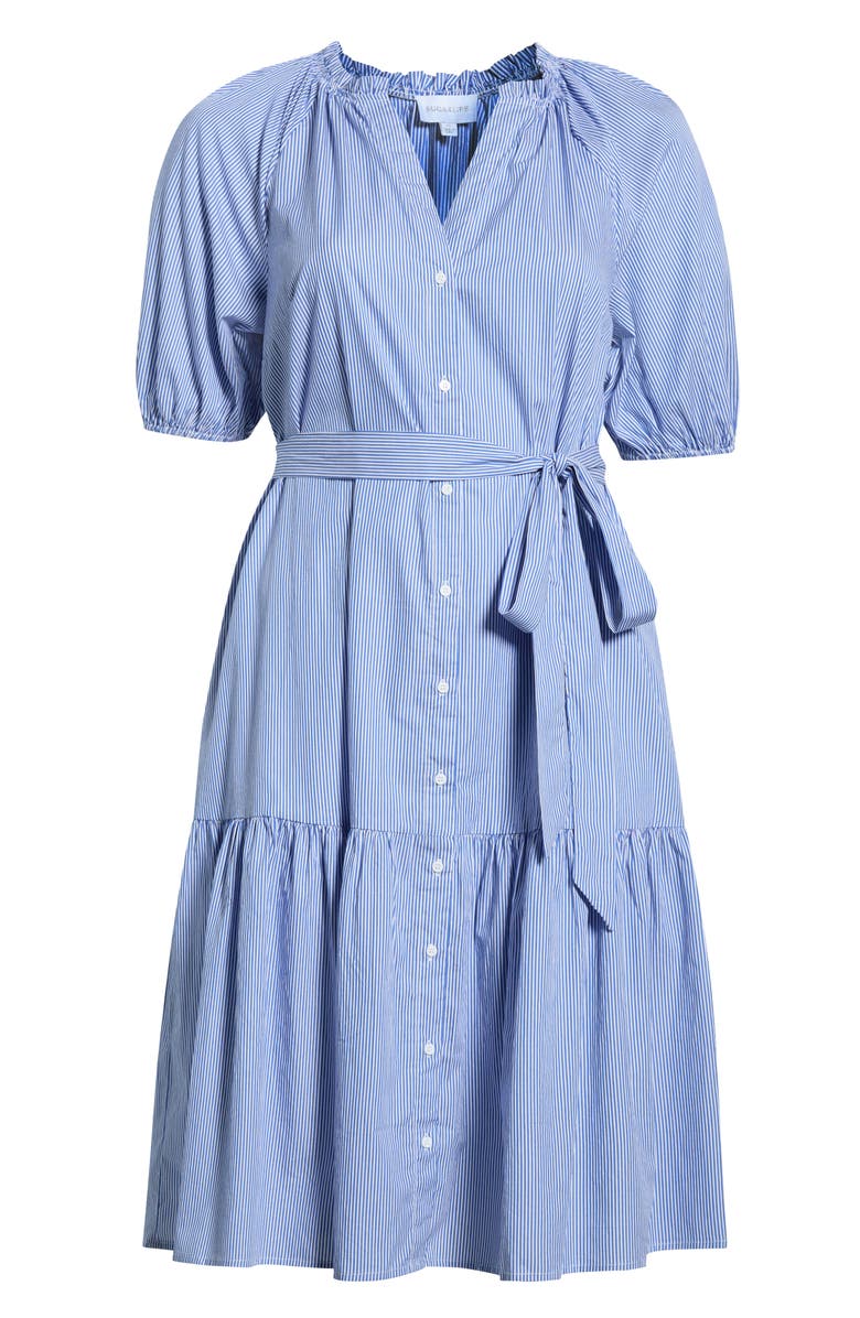 SUGARLIPS Fannie Striped Wynette Tiered Cotton Midi Dress, Alternate, color, Blue-White