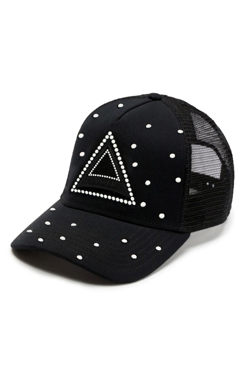 Cult of Individuality Triangle Logo Snapback Trucker Hat, Main, color, Black