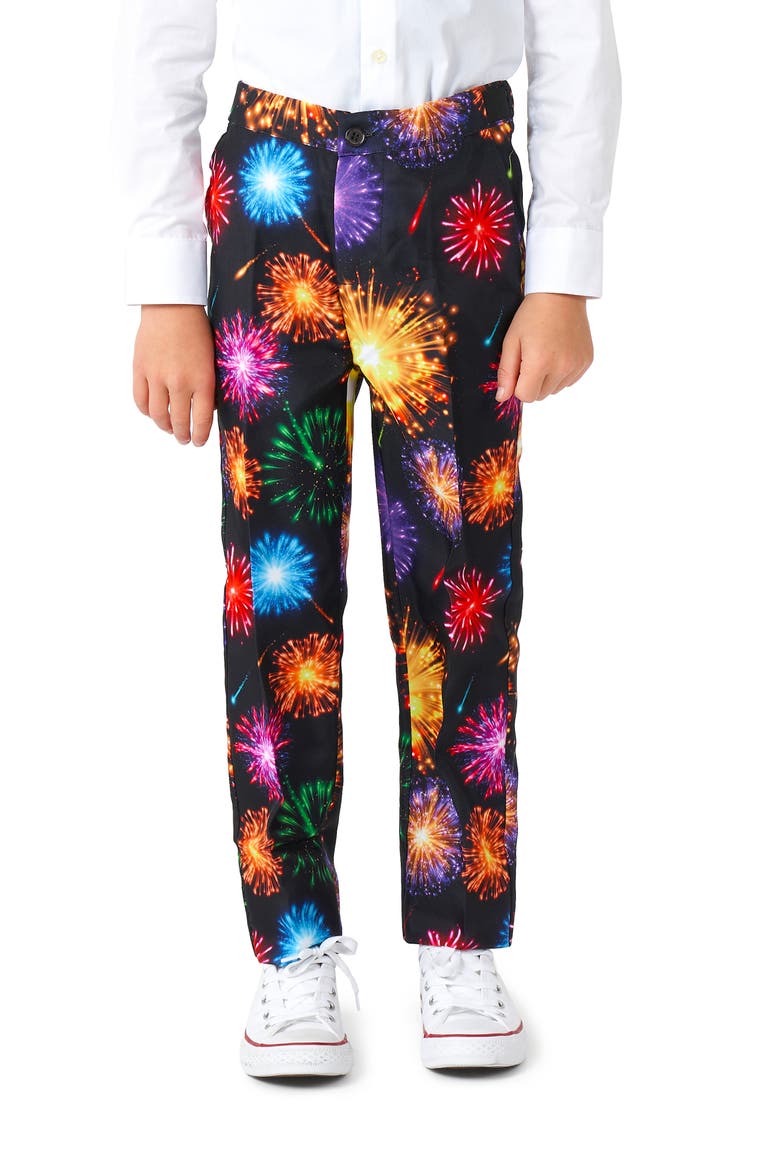 Kids' Suitmeister Fireworks Two-Piece Suit with Tie, Alternate, color, BLACK