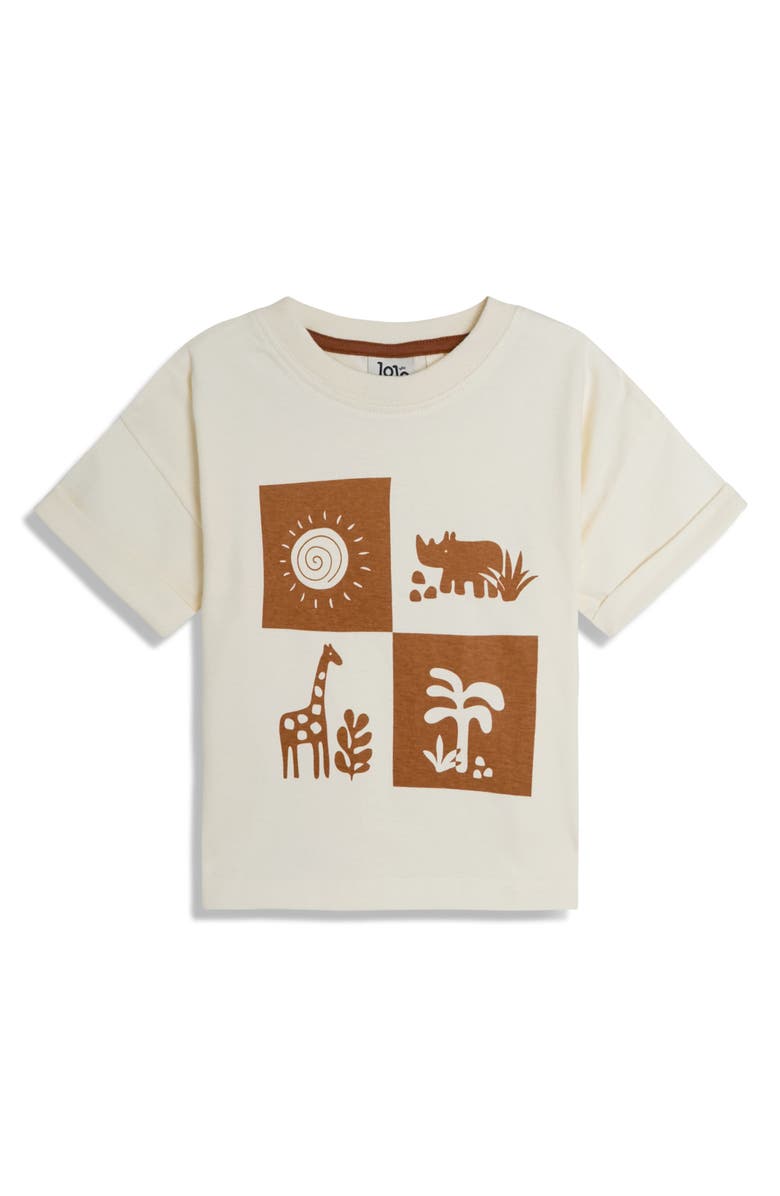 JOJO MAMAN BEBE Graphic T-Shirt & Stripe Shorts Set, Alternate, color, Ecru