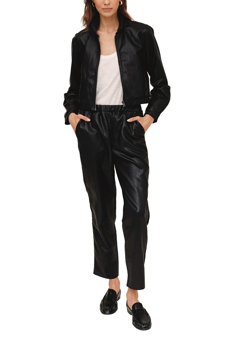 Faux Leather Pull-On Pants, Alternate, color, BLACK