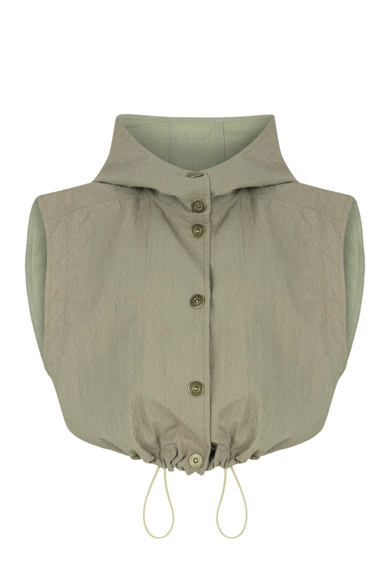 Ruffled Hooded Vest, Main, color, Dark Beige