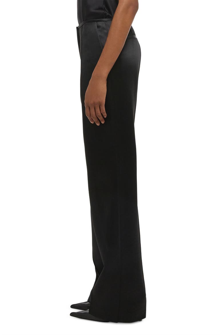 Wide Leg Satin Pants, Alternate, color, BLACK