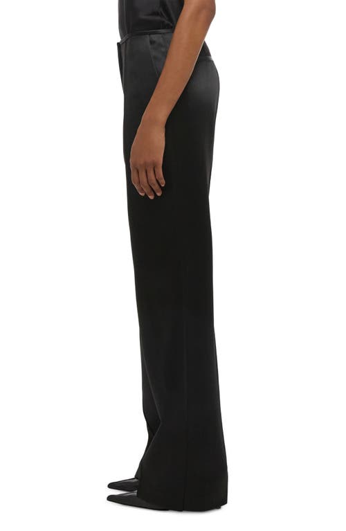 Helmut Lang Satin-trimmed Wool Slim-leg Pants In Black