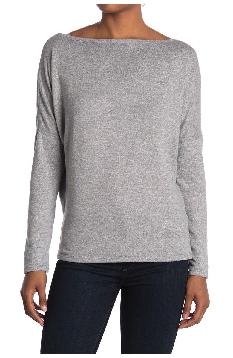 GO COUTURE Boatneck Dolman Knit Sweater, Main, color, Heather Grey