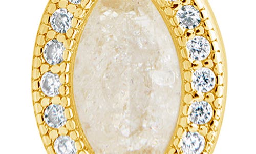 Sterling Forever Calla Cz Charm Drop Hoop Earrings In Gold