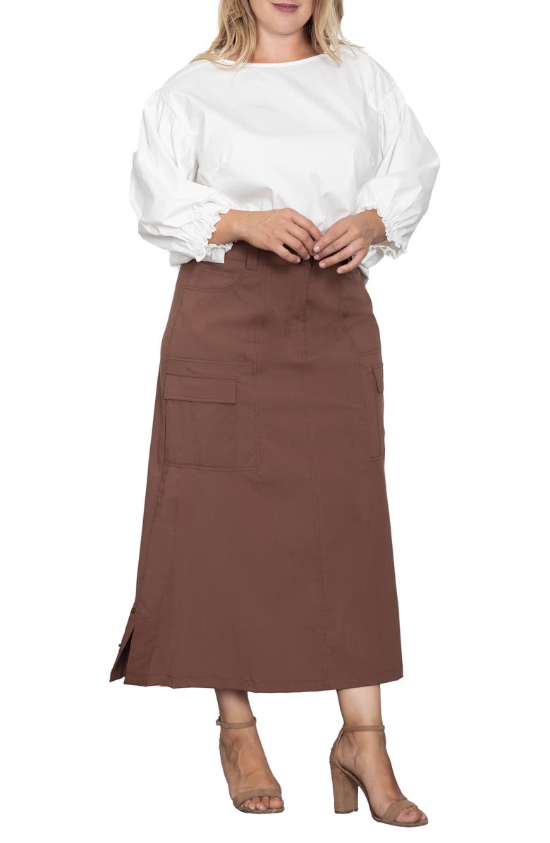 Standards & Practices Cargo Midi Skirt, Alternate, color, Coffee Brown