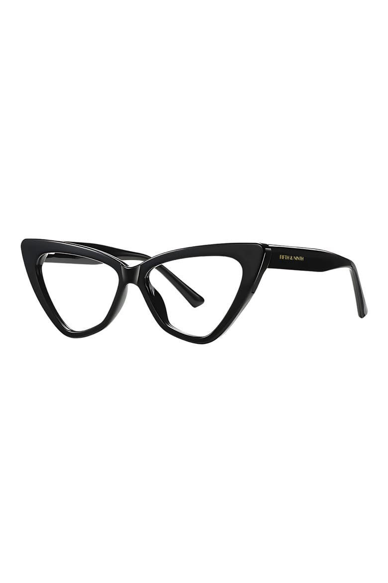 Vanna 55mm Cat Eye Blue Light Blocking Glasses, Alternate, color, BLACK / CLEAR