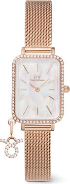 Daniel Wellington Quadro Charm Mesh Strap Watch,