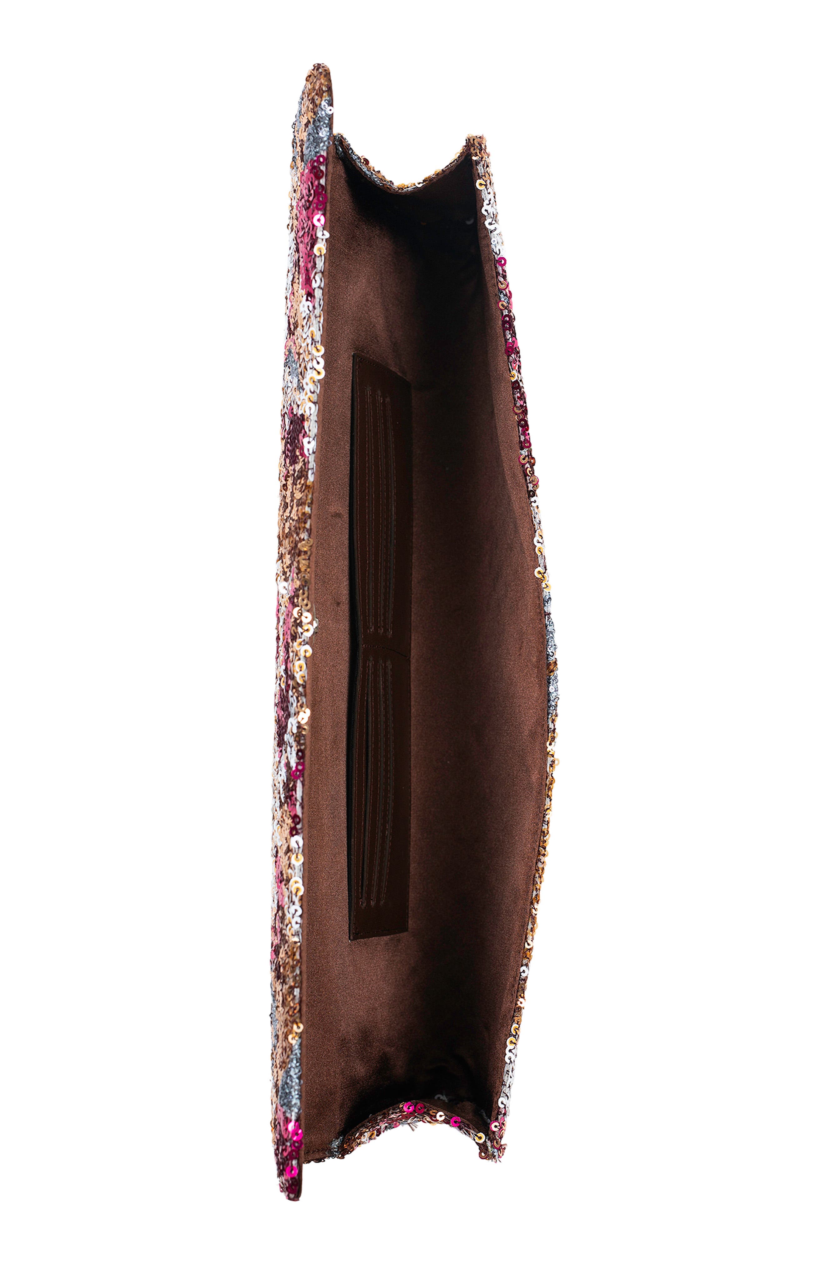 Jeffrey Campbell Disco Sequin Clutch, Alternate, color, Brown Multi