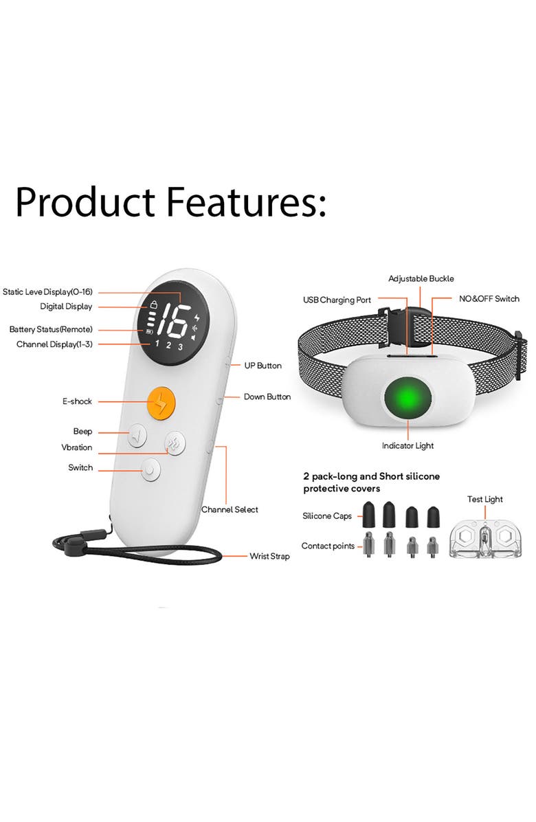 PET LIFE Ellipse LED 1-to-3 Dog 550-Yard Range 16-Level Vibration Sound and Stimulation Training Dog Collar, Alternate, color, 