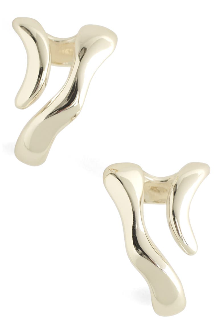 Sculptural Wraparound Double Hoop Earrings, Main, color, WARM SILVER