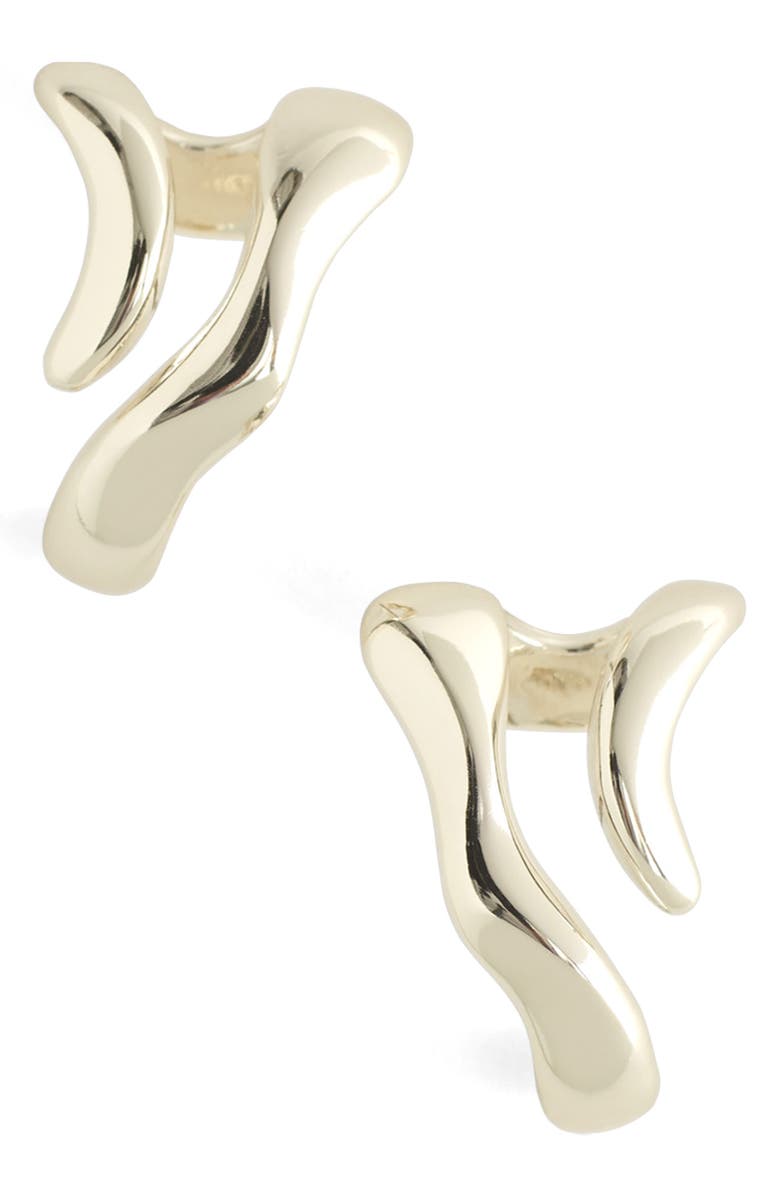 Madewell Sculptural Wraparound Double Hoop Earrings, Main, color, Warm Silver