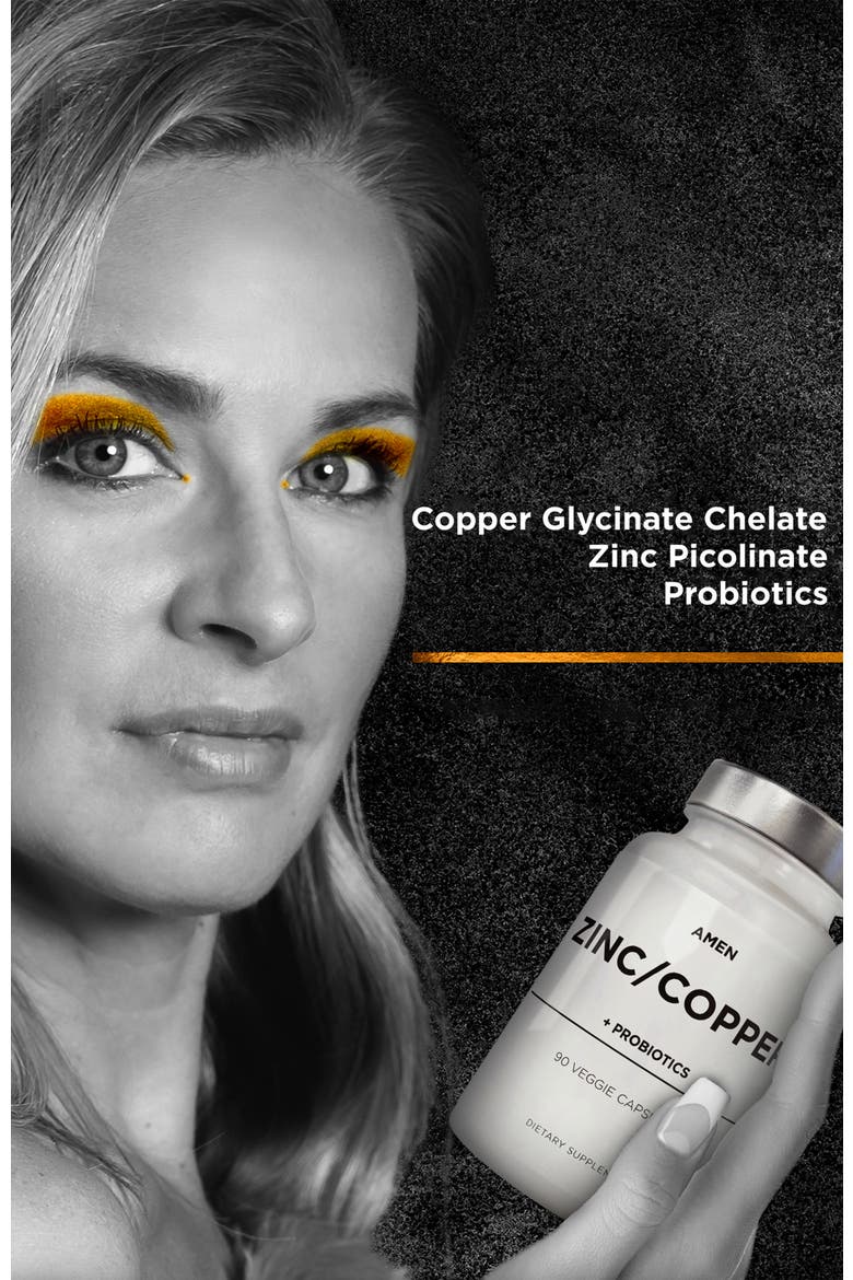 Amen Zinc & Copper Supplement + Probiotics, Alternate, color, White
