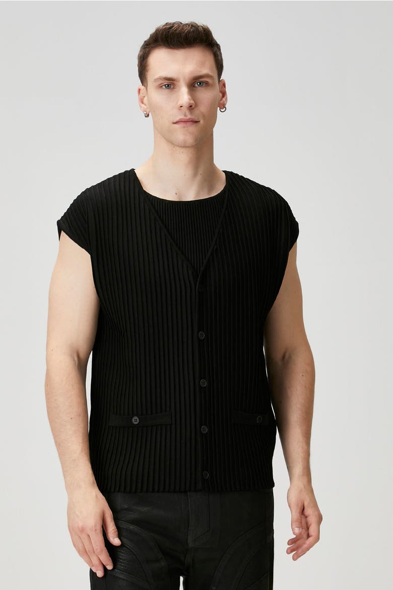 Knitted Vest, Alternate, color, BLACK