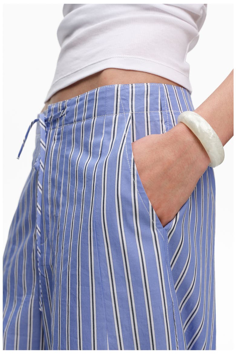 Striped Cotton Jogger Trousers, Alternate, color, BLUE