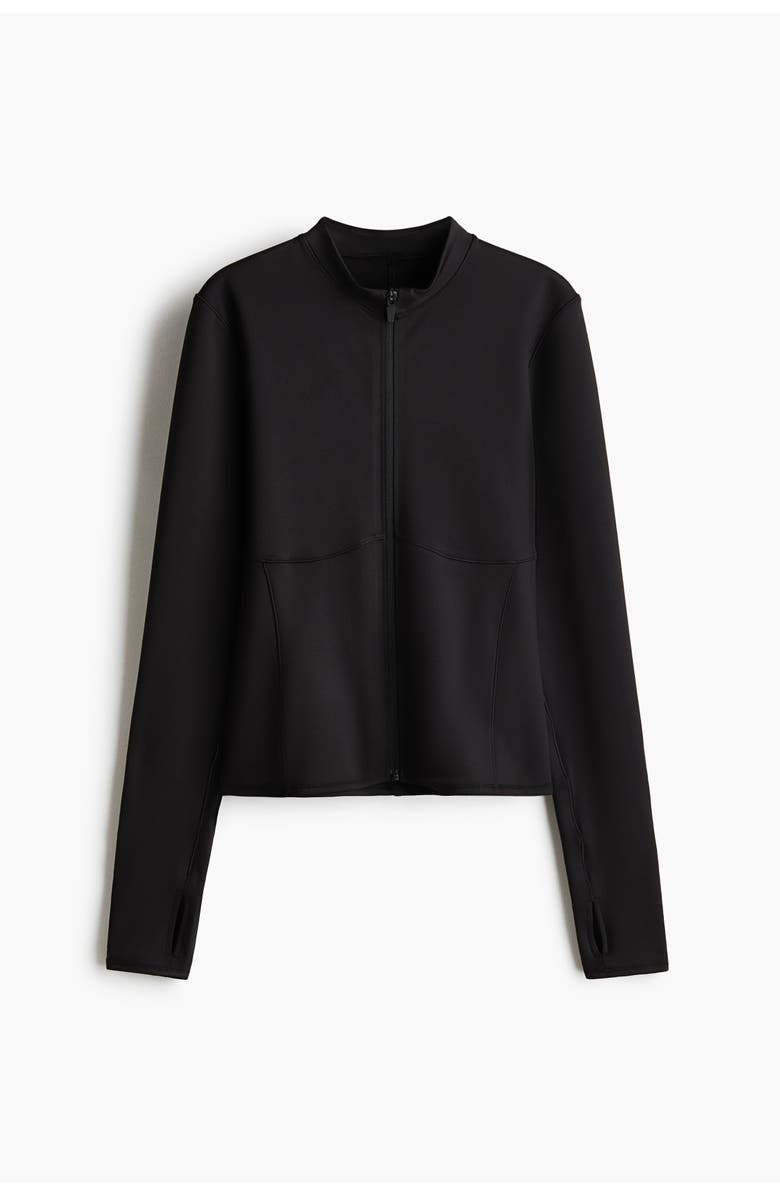 H&M Warming Zip-through Sports Jacket With Drymove, Main, color, Black